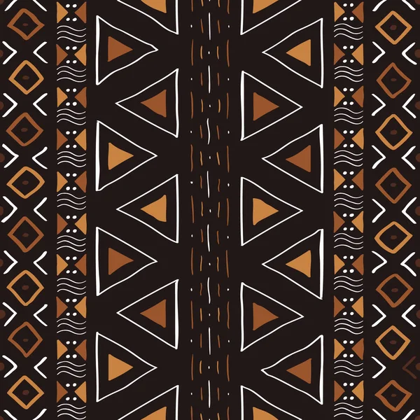 アフリカのプリント生地 ベクトルシームレスな部族パターン あなたのデザインの布 カーペット パレオ ラップのための伝統的な民族の手描きの装飾 — ストックベクタ