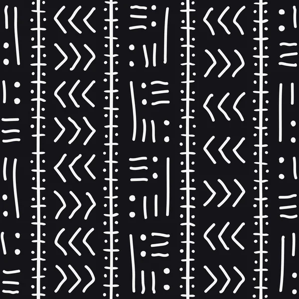 African Print Fabric Vector Seamless Tribal Pattern Traditional Ethnic Hand — Stock Vector