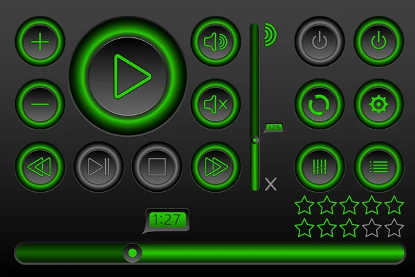 プレーヤーのための光るボタン セット — ストックベクタ