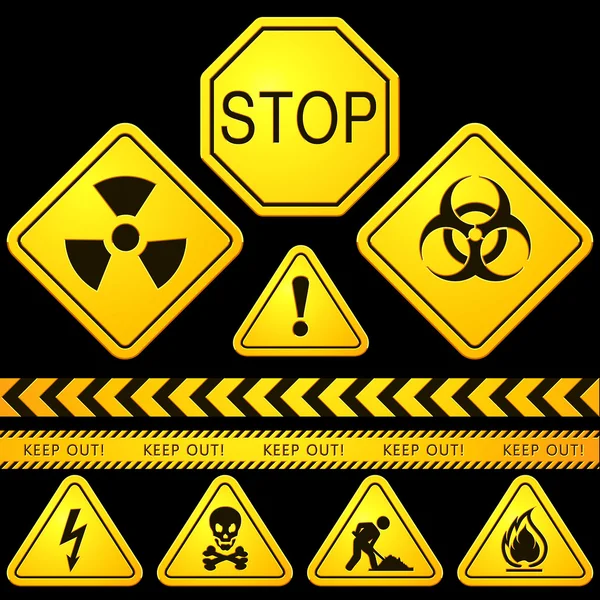 Tehlike ve uyarı sokak işaretleri — Stok Vektör