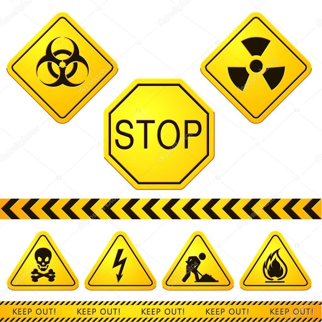 Danger and Caution Street Signs — Stock Vector © Simeon.VD 57333433