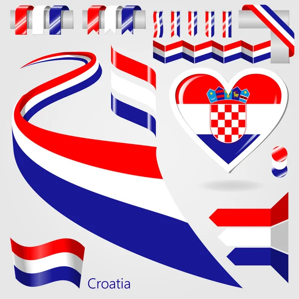 Set de Bandera Vectorial de Croacia — Archivo Imágenes Vectoriales