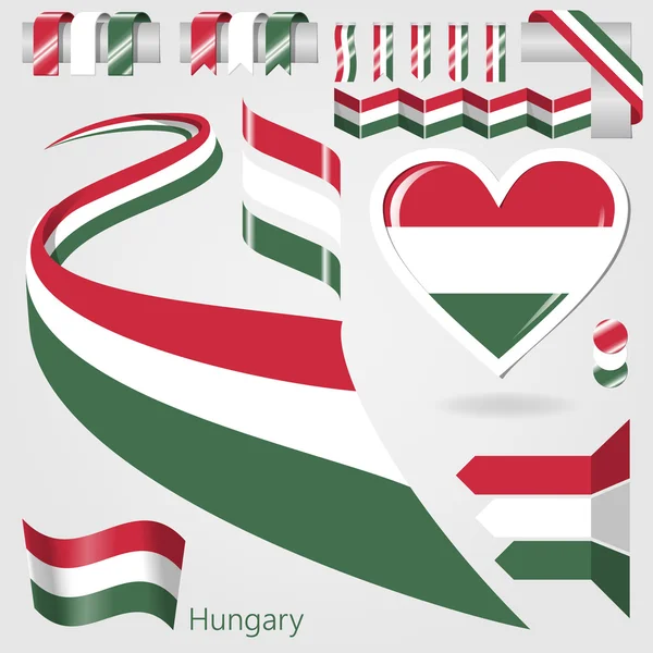 Serie di Bandiere Vettoriali dell'Ungheria — Vettoriale Stock