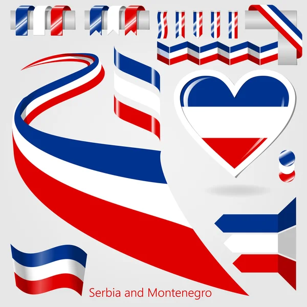 Set de Bandera Vectorial de Serbia y Montenegro — Vector de stock