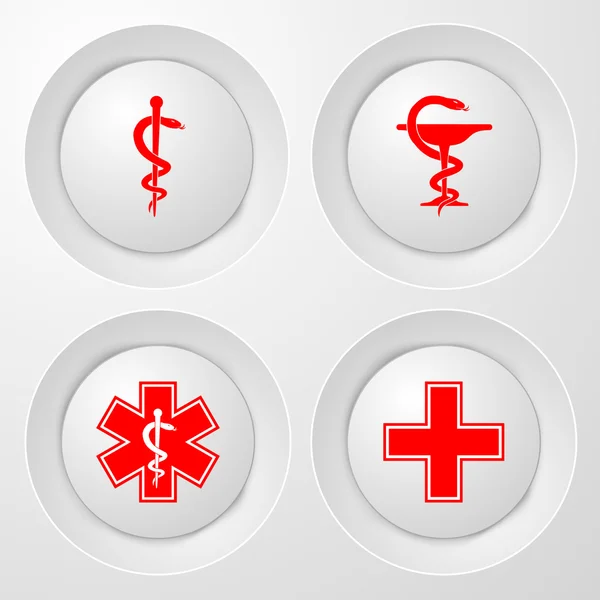 Icône médicale. Symbole d'urgence. Ensemble blanc — Image vectorielle