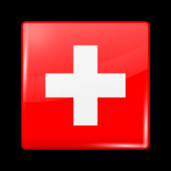 スイス連邦共和国の旗。光沢のあるアイコン — ストックベクタ