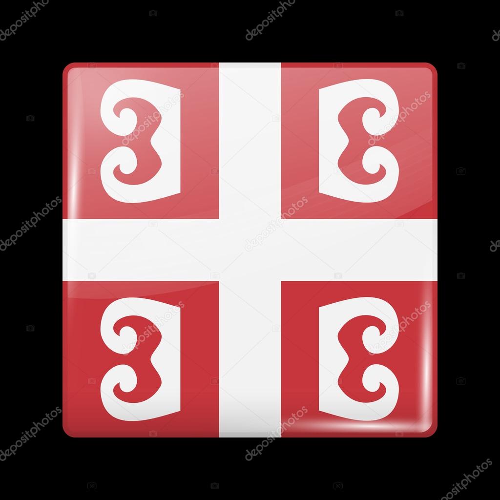 Flag of Serbia. Glossy Icons