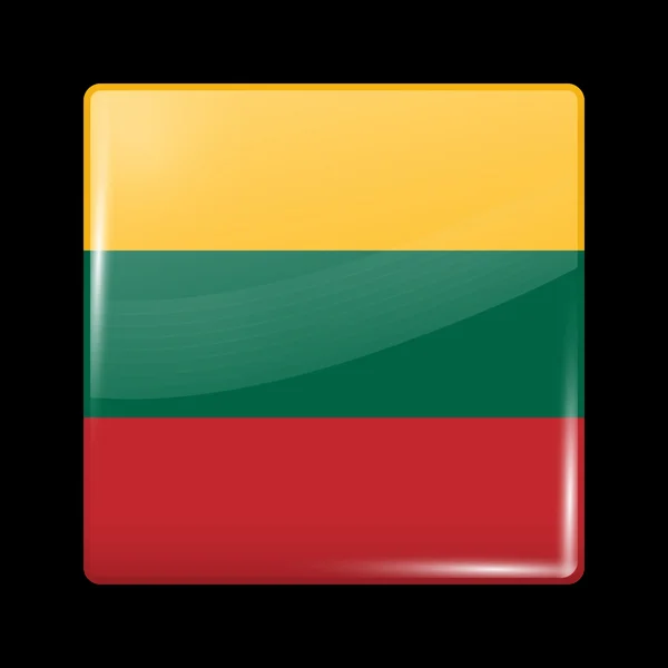 리투아니아의 국기입니다. 글로시 아이콘 — 스톡 벡터