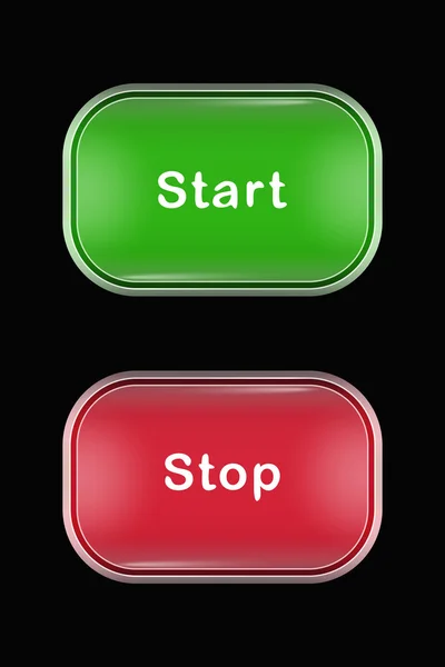 Boutons en verre modernes Start Stop — Image vectorielle