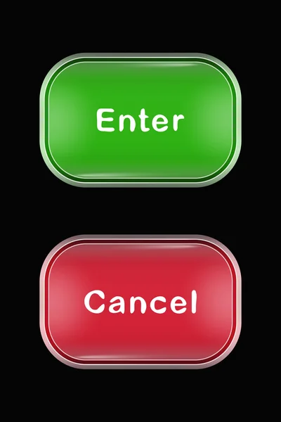 Botones de cristal moderno entrar Cancelar — Archivo Imágenes Vectoriales