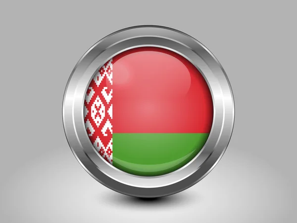 Flag of Belarus. Metal Round Icon — Stock Vector