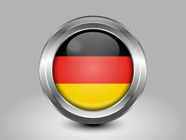 Bandera de Alemania. Icono redondo de metal — Vector de stock