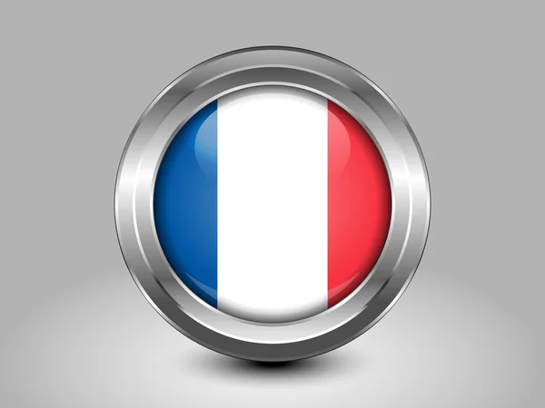 Flag of France with Incorrect Proportions. Metal Round Icon — Stock Vector