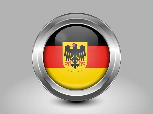 Bandera de Alemania con Águila. Icono redondo de metal — Vector de stock