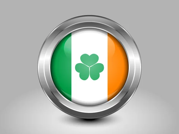 Irländsk flagg. Metall runda ikonen — Stock vektor