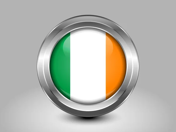 Drapeau d'Irlande. Icône ronde en métal — Image vectorielle