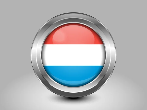 Bandeira do Luxemburgo. Ícone redondo de metal — Vetor de Stock