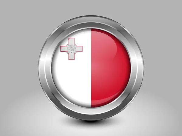 Bandeira de Malta. Ícone redondo de metal — Vetor de Stock