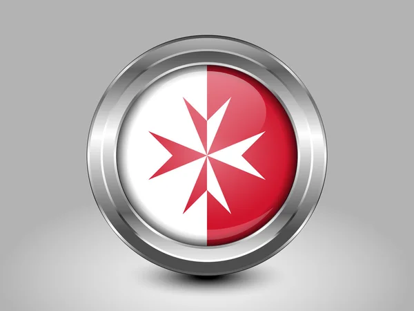Flag of Malta. Metal Round Icon — Stock Vector
