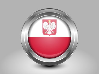 Kartal ile Polonya bayrağı. Metal yuvarlak simge