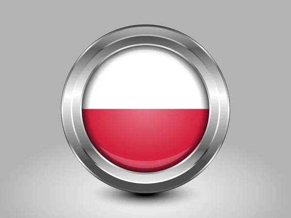 Drapeau de Pologne. Icône ronde en métal — Image vectorielle