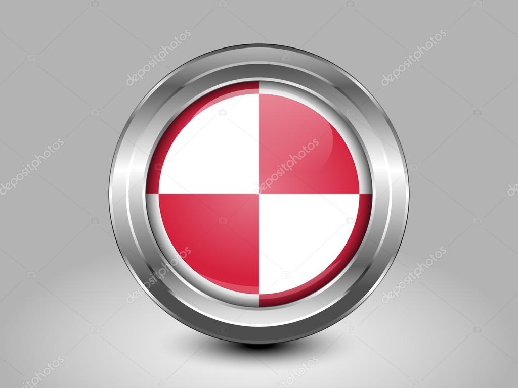 Flag of Poland. Metal Round Icon