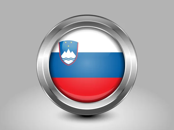 Flag of Slovenia. Metal Round Icon — Stock Vector