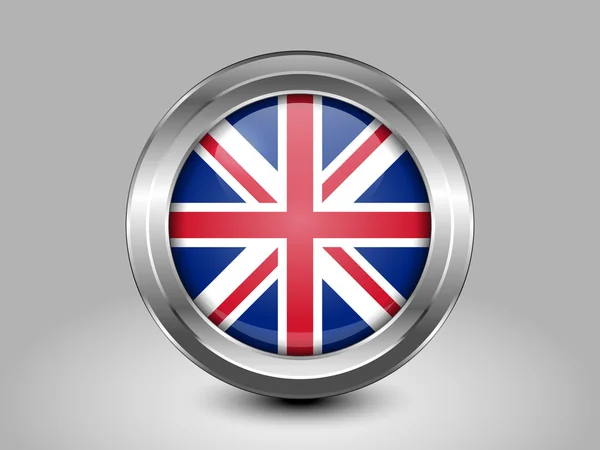 Flag of United Kingdom. Metal Round Icon — Stock Vector