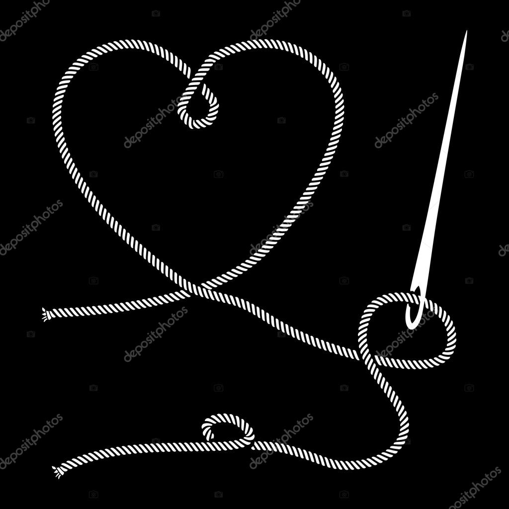 Needle Sewing with Heart of Threads — Stock Vector © Simeon.VD 81588256