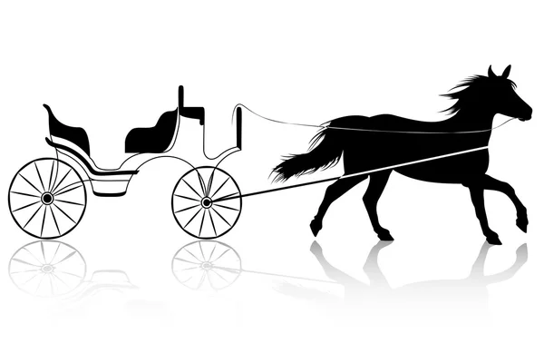 Caballo con transporte retro para boda — Vector de stock