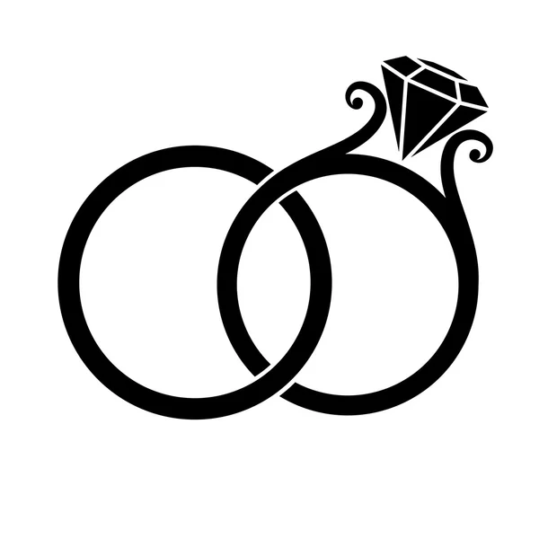 Silueta de anillos de boda — Vector de stock