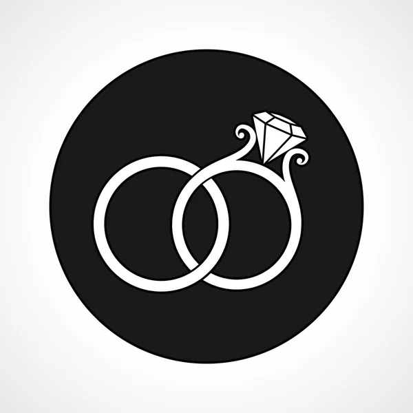 Esküvő gyűrű kör ikonra — Stock Vector