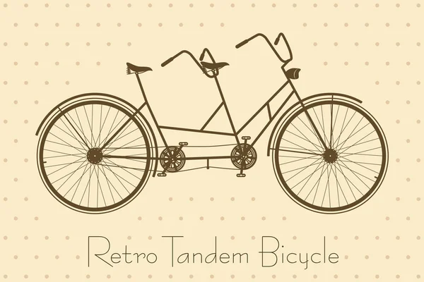 Tandem Bicycle Vintage Card — Stock Vector