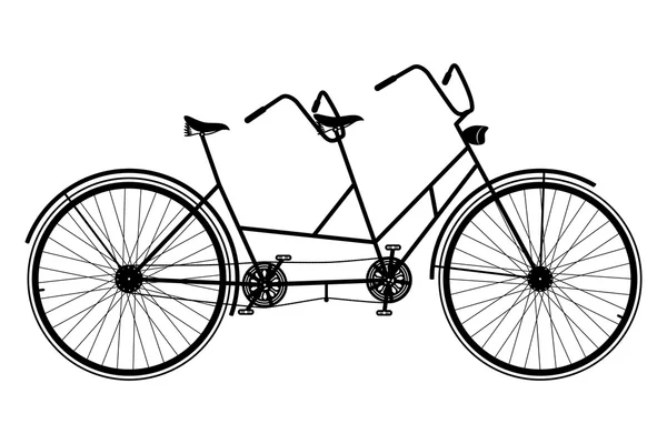 Tandem Bicycle Silhouette — Stock Vector