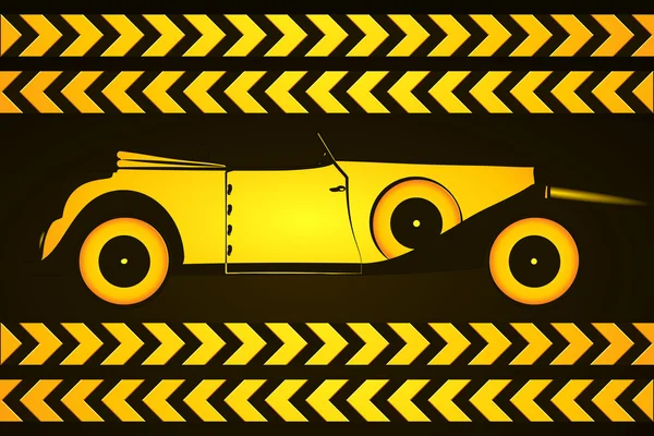 Retro auto mit Verkehrszeichen — Stockvector