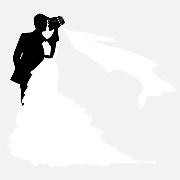 Boda de silueta de novia — Vector de stock