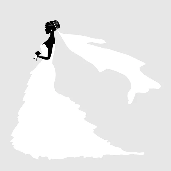 Bruid silhouet bruiloft — Stockvector