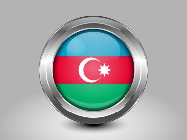 Azerbaycan bayrağı. Metal yuvarlak simge