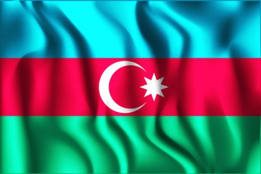 Azerbaycan bayrağı. Dikdörtgen şeklinde simgesi