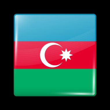Azerbaycan bayrağı. Camsı simgesi kare şekli