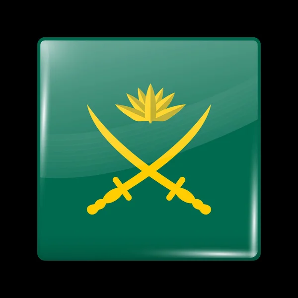 Bangladesh Army Flag. Glassy Icon Square Shape — 스톡 벡터