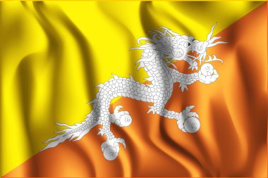 Flag of Bhutan. Rectangular Shape Icon