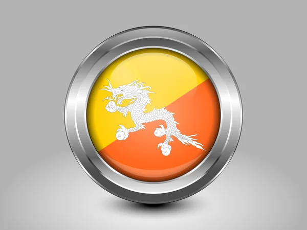 Bhutan Variant First Flag. Metal Round Icon — Stok Vektör
