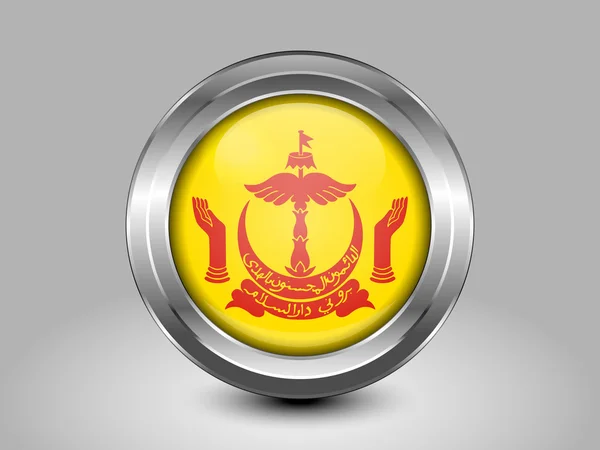 Brunei Coat of Arms. Metal Round Icons — Stok Vektör