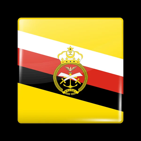 Alférez del Ejército de Brunei. Icono vidrioso forma cuadrada — Archivo Imágenes Vectoriales