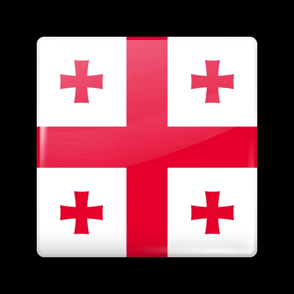 Bandeira da Geórgia. Forma quadrada de ícone vítreo — Vetor de Stock