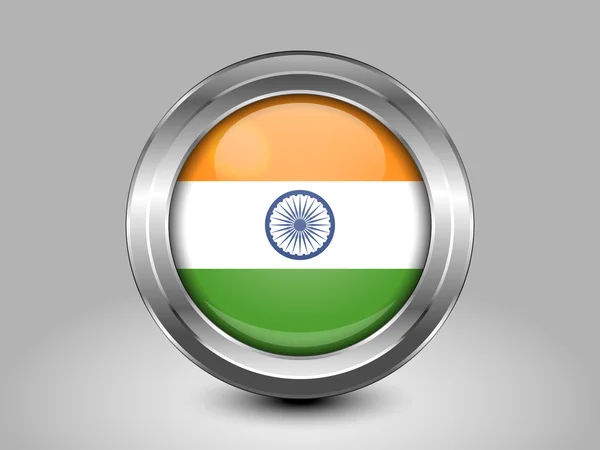 Vlag van India. Metalen ronde pictogram — Stockvector