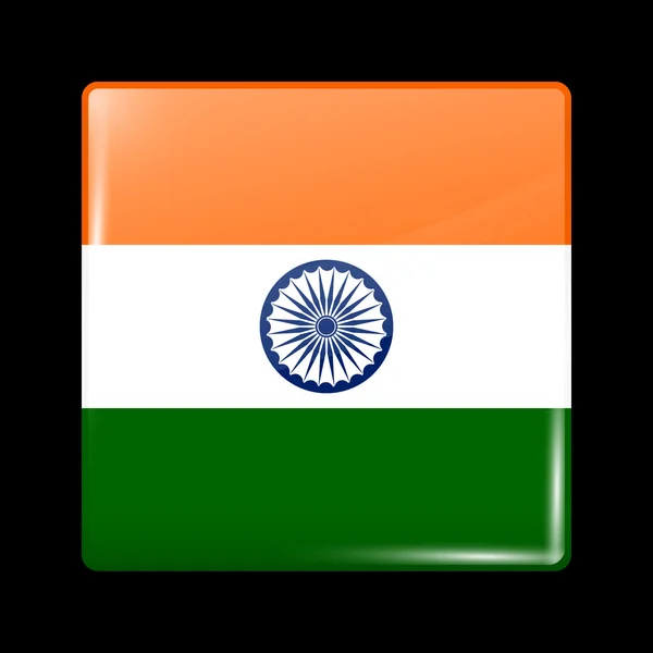 India Variant vlag. Glazig pictogram Square Shape — Stockvector