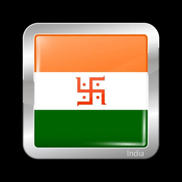 Hindistan Jain varyant bayrak. Metalik simgesi kare şekli — Stok Vektör