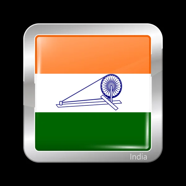 Hindistan Swaraj varyant bayrak. Metalik simgesi kare şekli — Stok Vektör